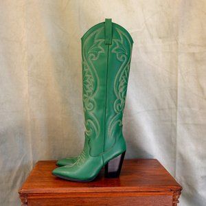 GREEN Steve Madden LASSO Knee High Western Boots * Size 9 * NWOB